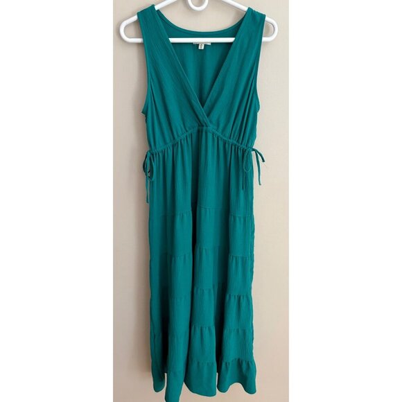 Max Studio Sleeveless V-Neck Tiered Maxi Peasant Dress in Green Size Small - Picture 6 of 10